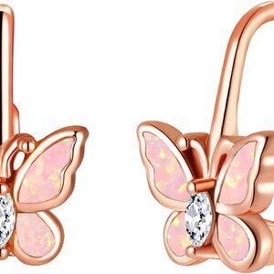 Opal Dangle Earrings for Women Girls Flower/Butterfly/Oval Shape Leverback Drop